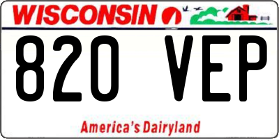 WI license plate 820VEP