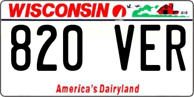 WI license plate 820VER