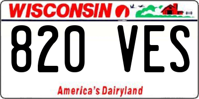 WI license plate 820VES