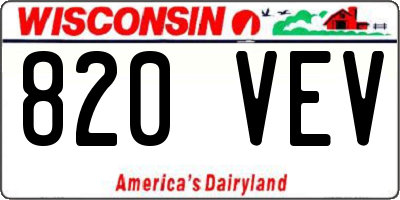WI license plate 820VEV