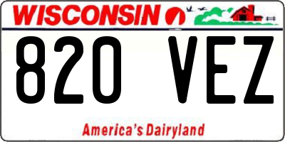 WI license plate 820VEZ