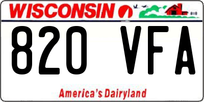 WI license plate 820VFA