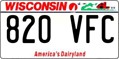 WI license plate 820VFC