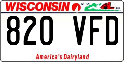 WI license plate 820VFD