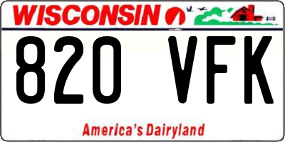 WI license plate 820VFK