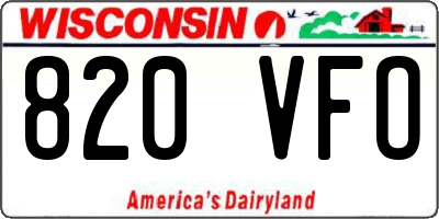 WI license plate 820VFO