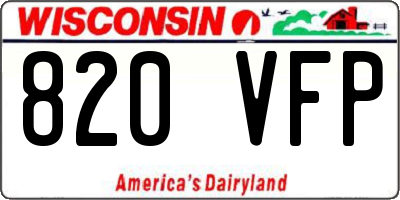 WI license plate 820VFP