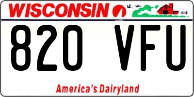 WI license plate 820VFU
