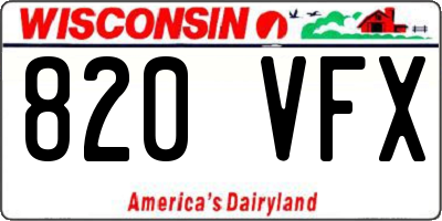 WI license plate 820VFX