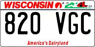 WI license plate 820VGC