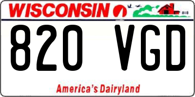 WI license plate 820VGD
