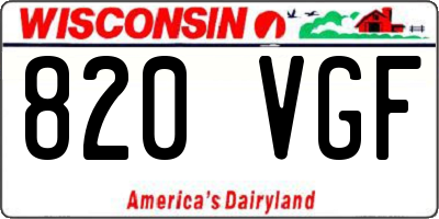WI license plate 820VGF