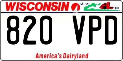 WI license plate 820VPD