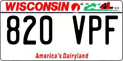 WI license plate 820VPF