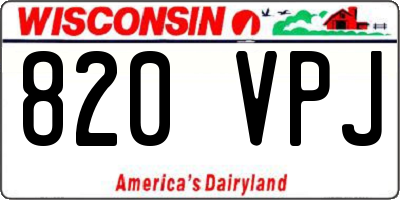 WI license plate 820VPJ