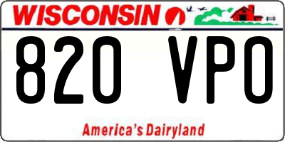 WI license plate 820VPO
