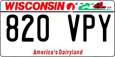 WI license plate 820VPY