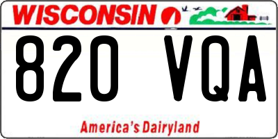 WI license plate 820VQA