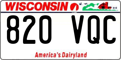 WI license plate 820VQC