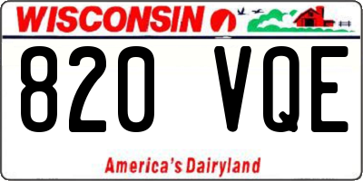 WI license plate 820VQE
