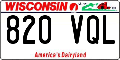 WI license plate 820VQL