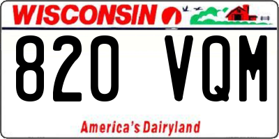 WI license plate 820VQM