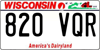WI license plate 820VQR