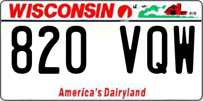 WI license plate 820VQW