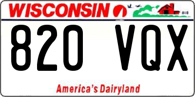 WI license plate 820VQX