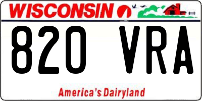 WI license plate 820VRA