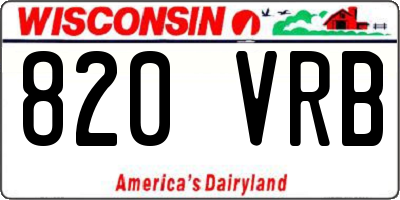 WI license plate 820VRB