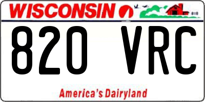 WI license plate 820VRC