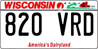 WI license plate 820VRD