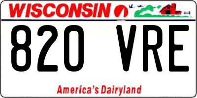 WI license plate 820VRE