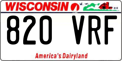 WI license plate 820VRF