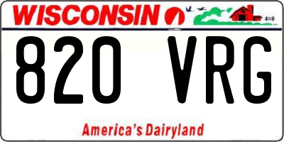 WI license plate 820VRG