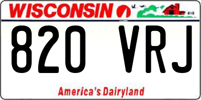 WI license plate 820VRJ