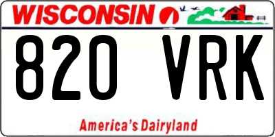 WI license plate 820VRK