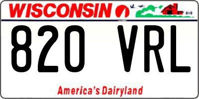 WI license plate 820VRL
