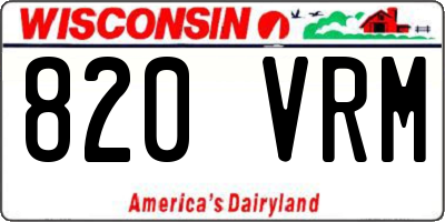 WI license plate 820VRM