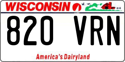 WI license plate 820VRN