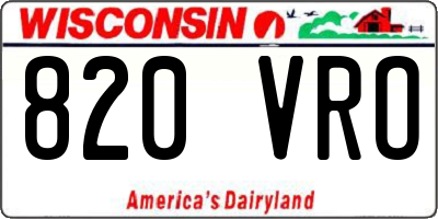 WI license plate 820VRO