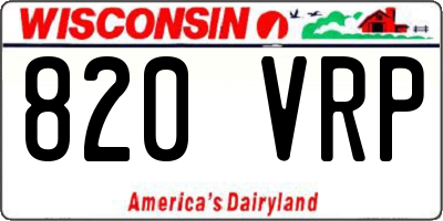 WI license plate 820VRP