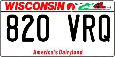 WI license plate 820VRQ
