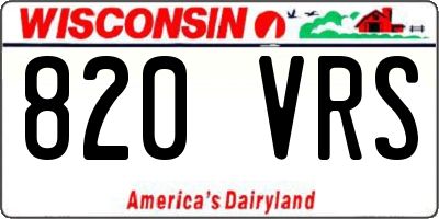WI license plate 820VRS