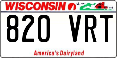 WI license plate 820VRT