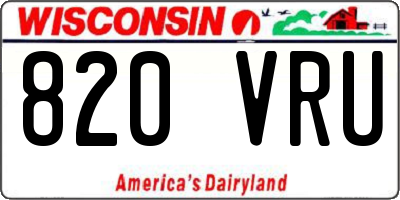 WI license plate 820VRU
