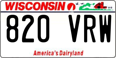 WI license plate 820VRW