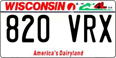 WI license plate 820VRX