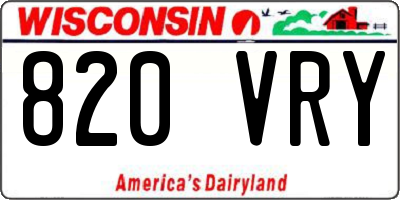 WI license plate 820VRY